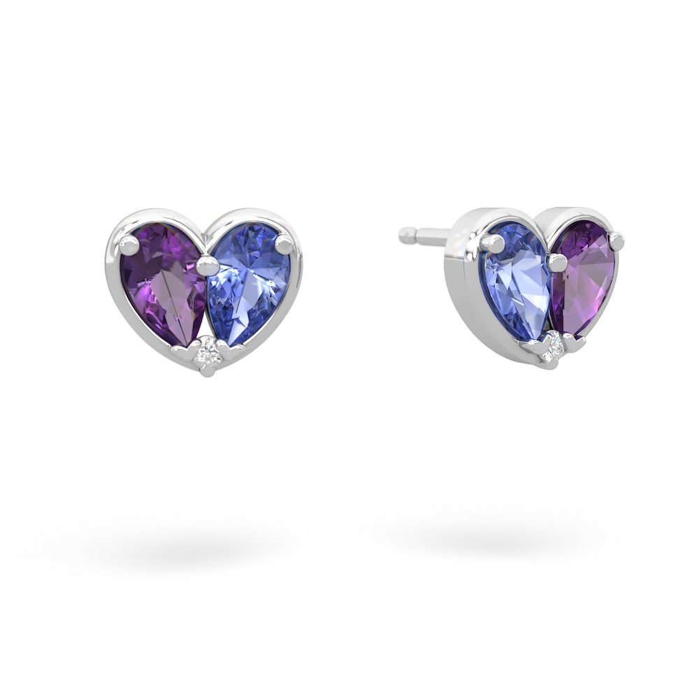 Amethyst 'Our Heart' 14K White Gold earrings E5072