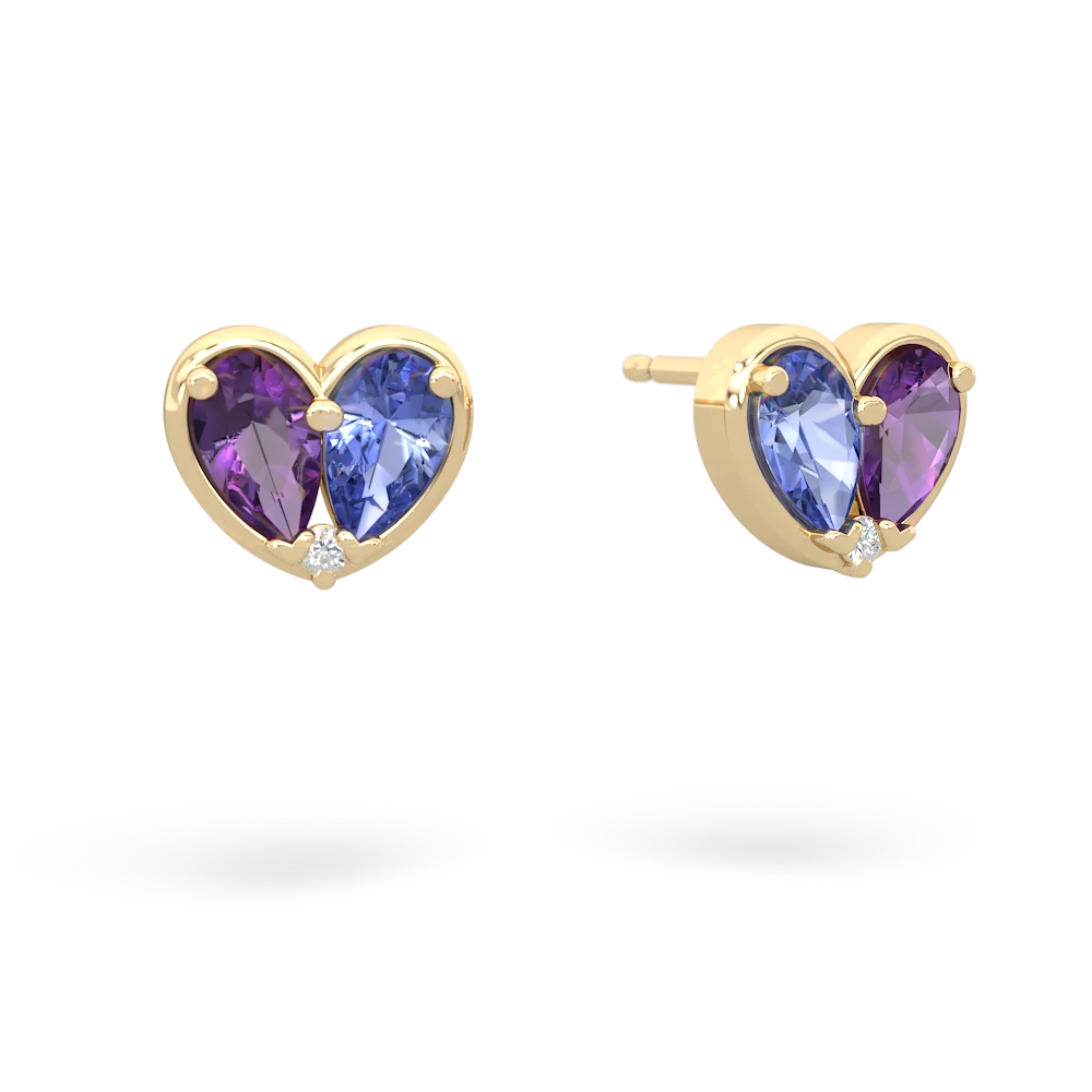 Amethyst 'Our Heart' 14K Yellow Gold earrings E5072