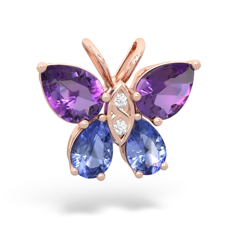 Amethyst Butterfly 14K Rose Gold pendant P2215