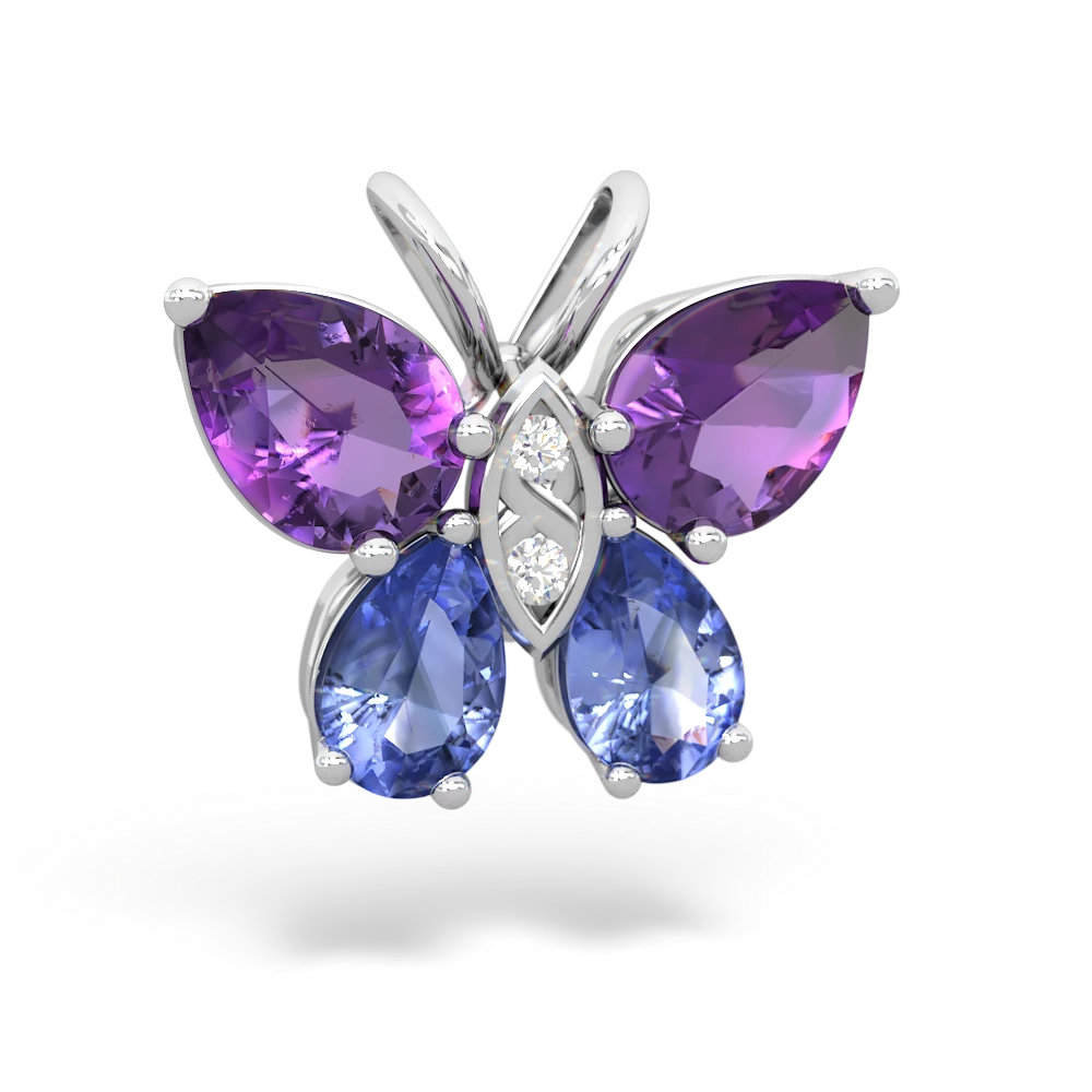 Amethyst Butterfly 14K White Gold pendant P2215