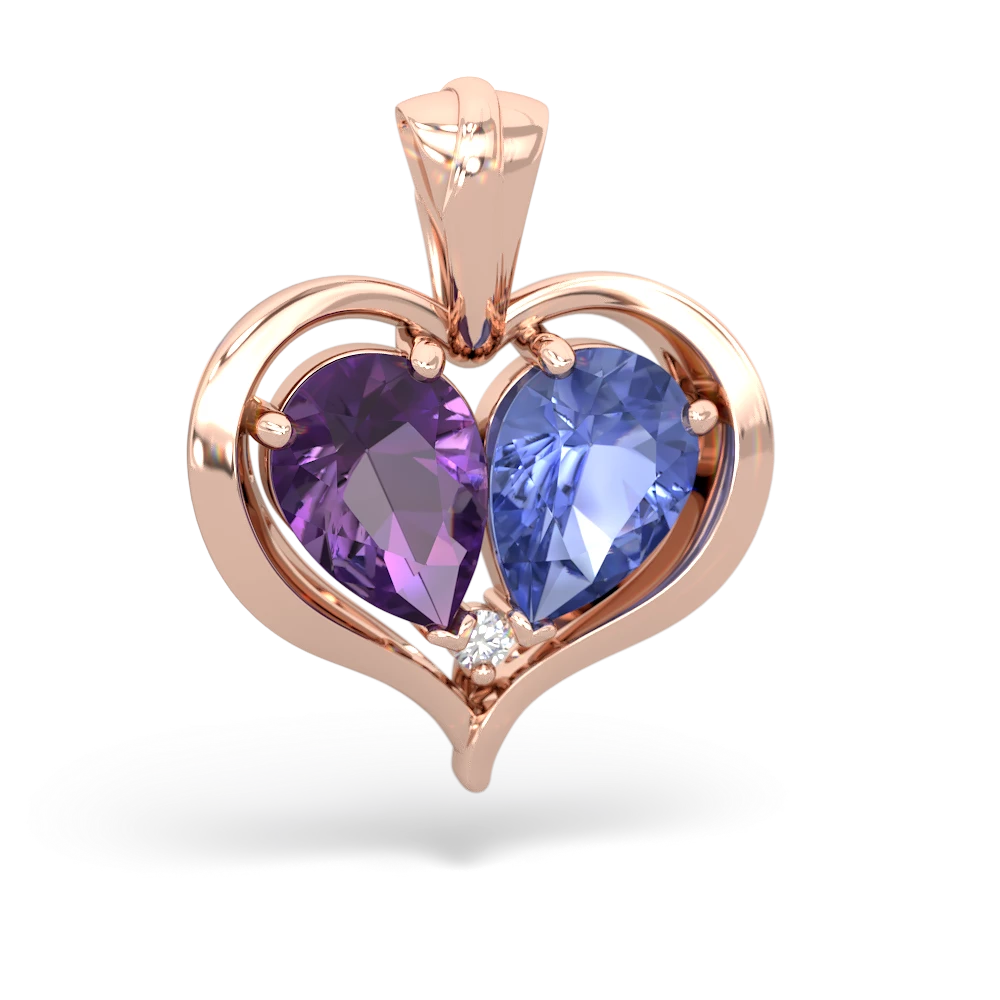 Amethyst Two Become One 14K Rose Gold pendant P5330