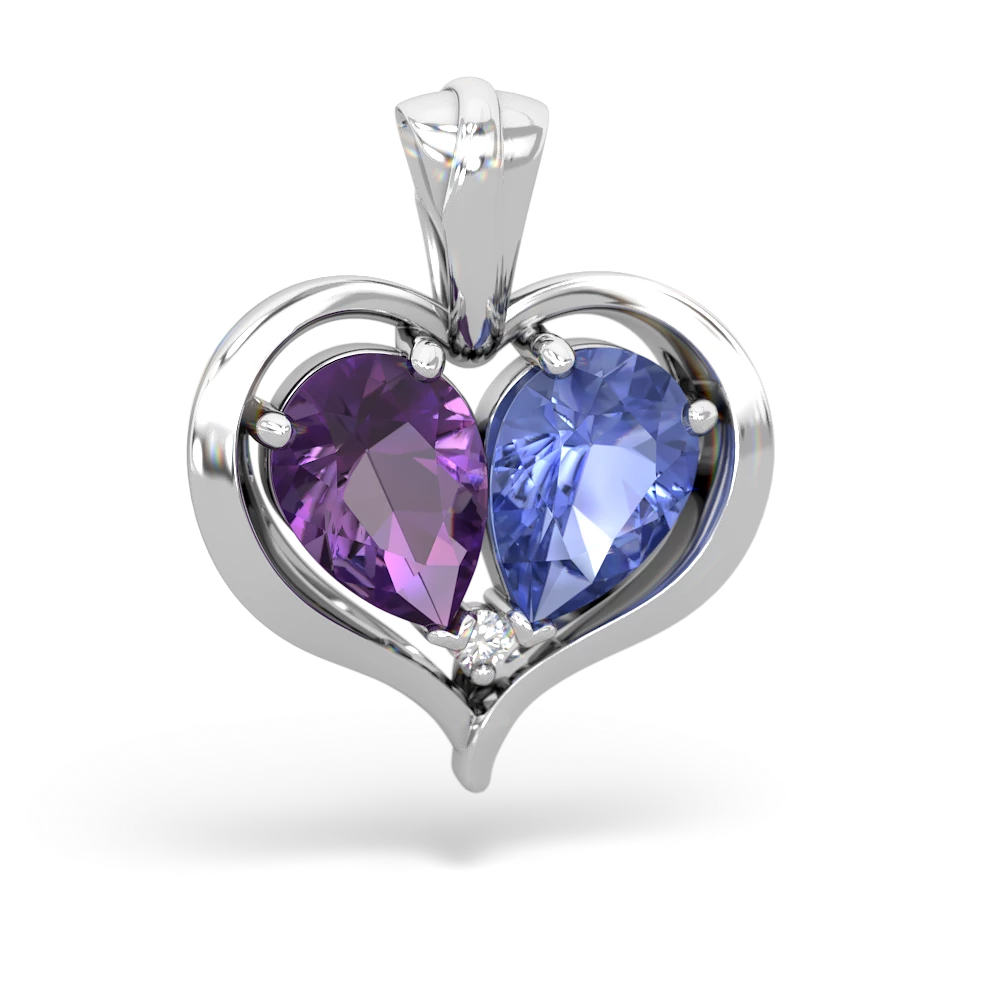 Amethyst Two Become One 14K White Gold pendant P5330