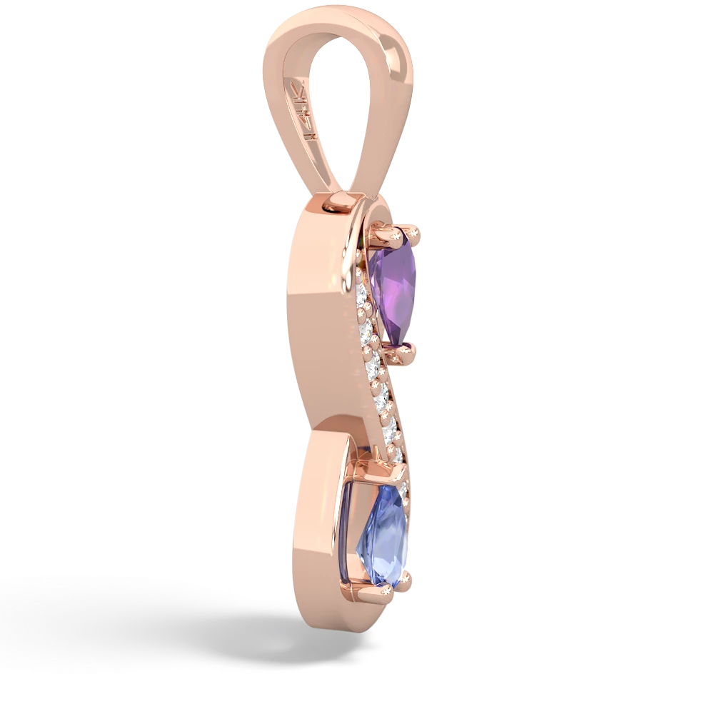 Amethyst Diamond Infinity 14K Rose Gold pendant P5390