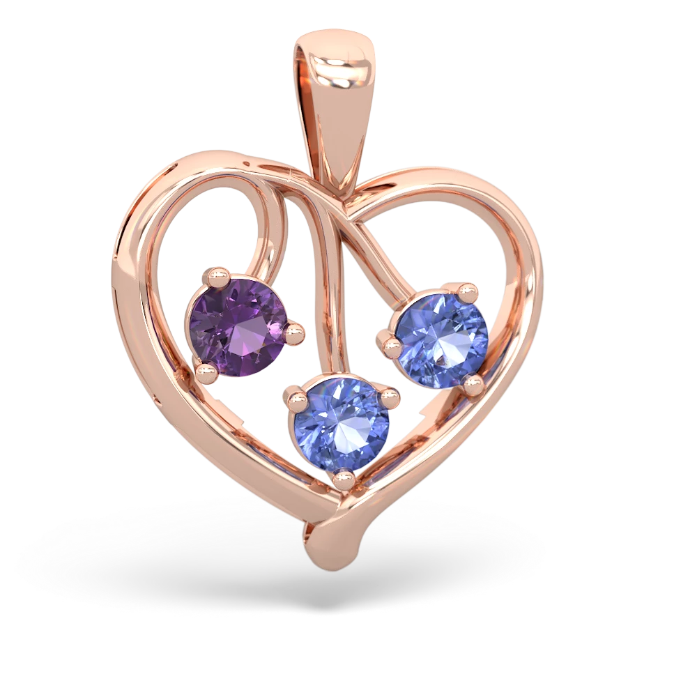 Amethyst Glowing Heart 14K Rose Gold pendant P2233