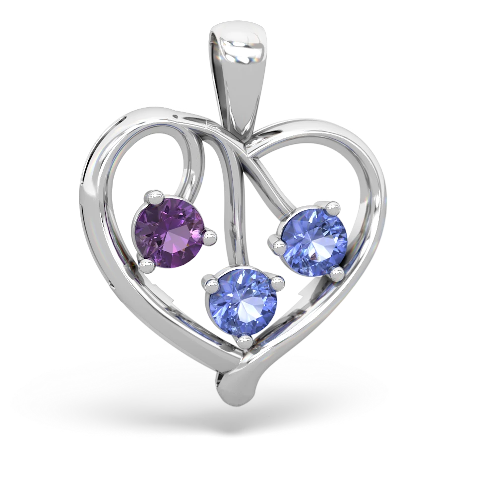 Amethyst Glowing Heart 14K White Gold pendant P2233