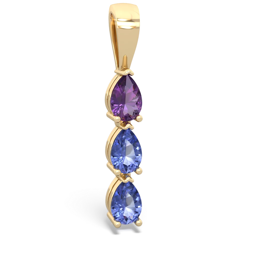 Amethyst Dew Drops 14K Yellow Gold pendant P2251