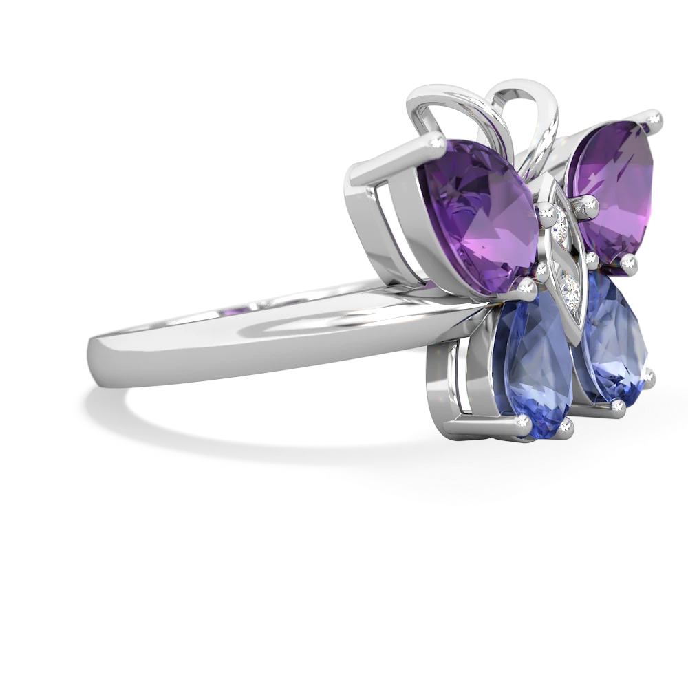 Amethyst Butterfly 14K White Gold ring R2215