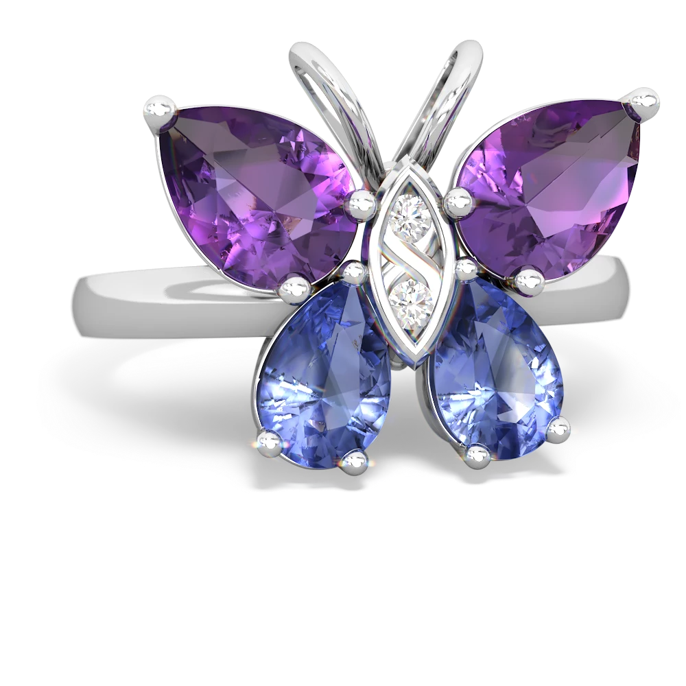 Amethyst Butterfly 14K White Gold ring R2215