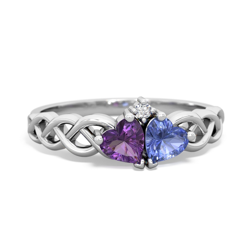 Amethyst Heart To Heart Braid 14K White Gold ring R5870