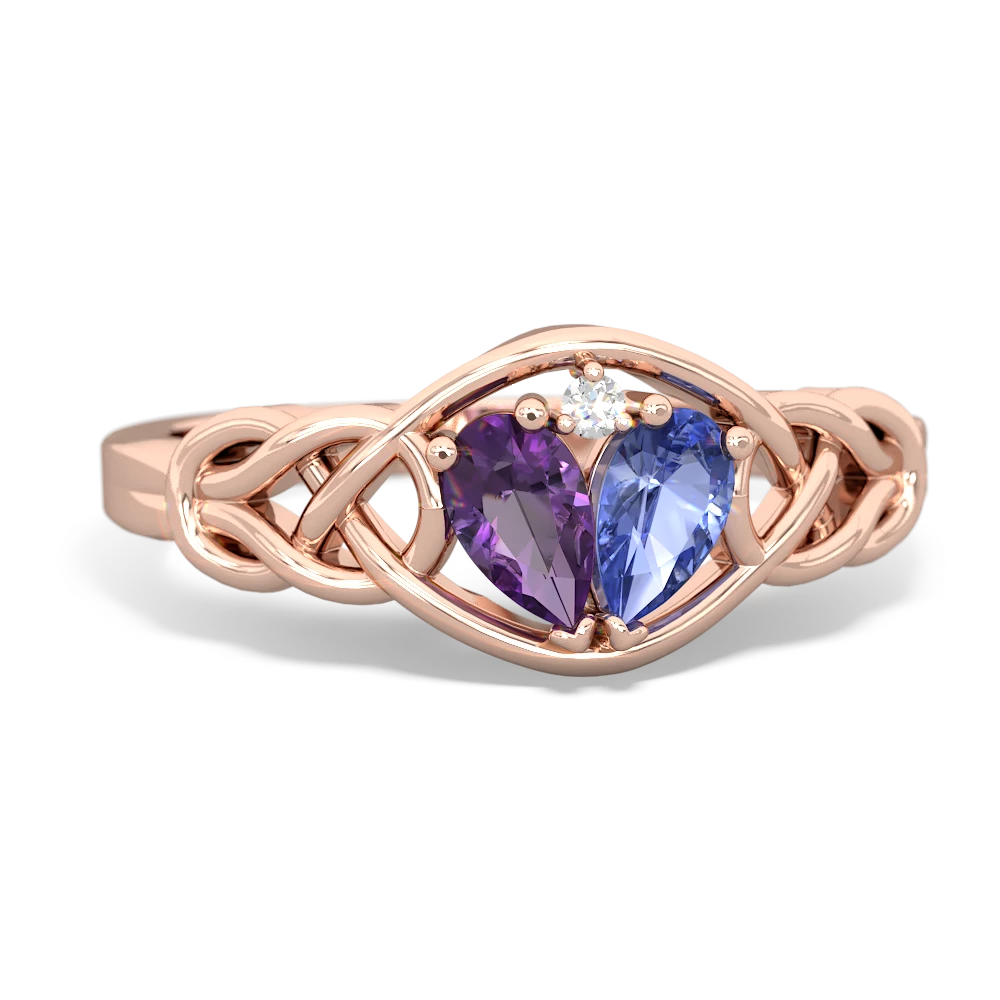 Amethyst Celtic Love Knot 14K Rose Gold ring R5420