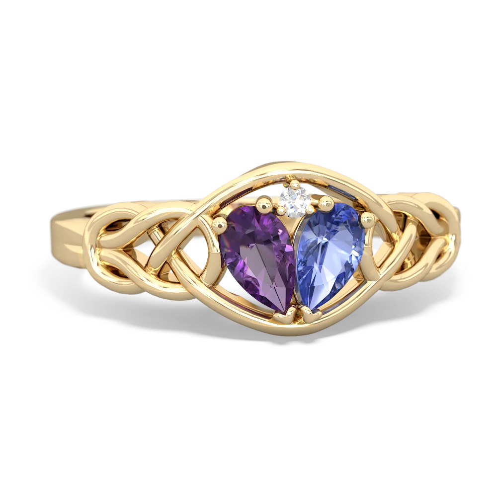 Amethyst Celtic Love Knot 14K Yellow Gold ring R5420