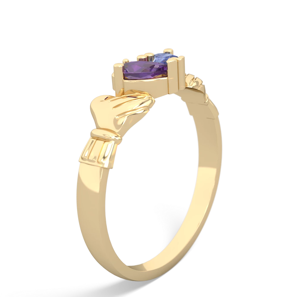 Amethyst 'Our Heart' Claddagh 14K Yellow Gold ring R2388