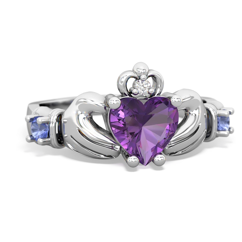 Amethyst Claddagh Keepsake 14K White Gold ring R5245