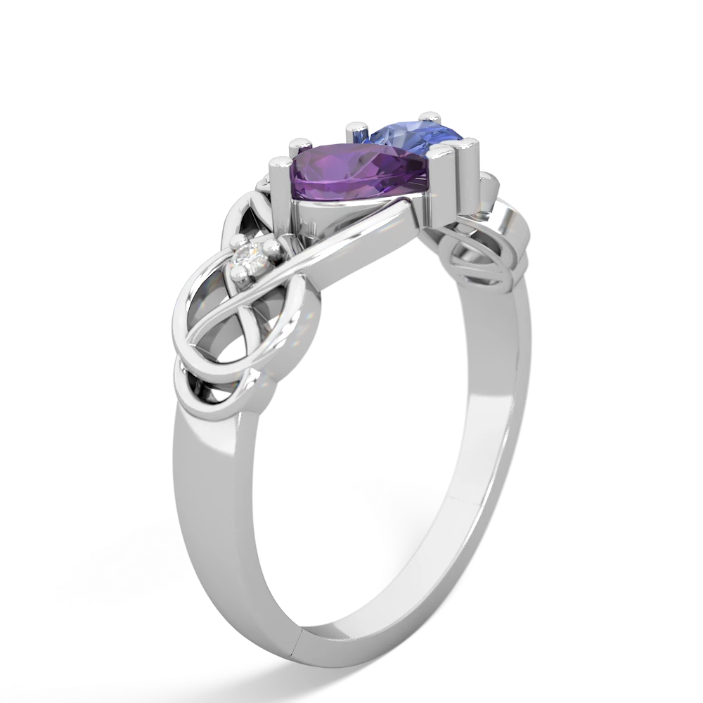 Amethyst 'One Heart' Celtic Knot Claddagh 14K White Gold ring R5322