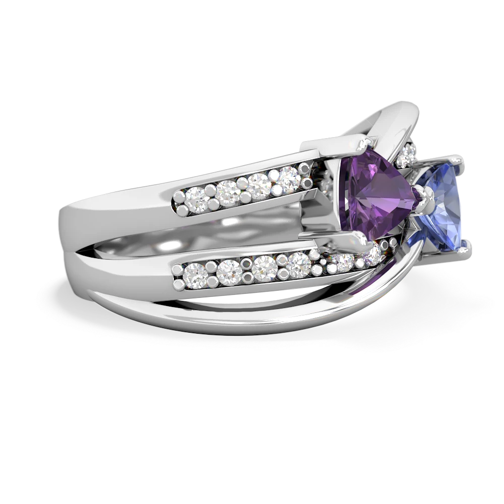 Amethyst Bowtie 14K White Gold ring R2360