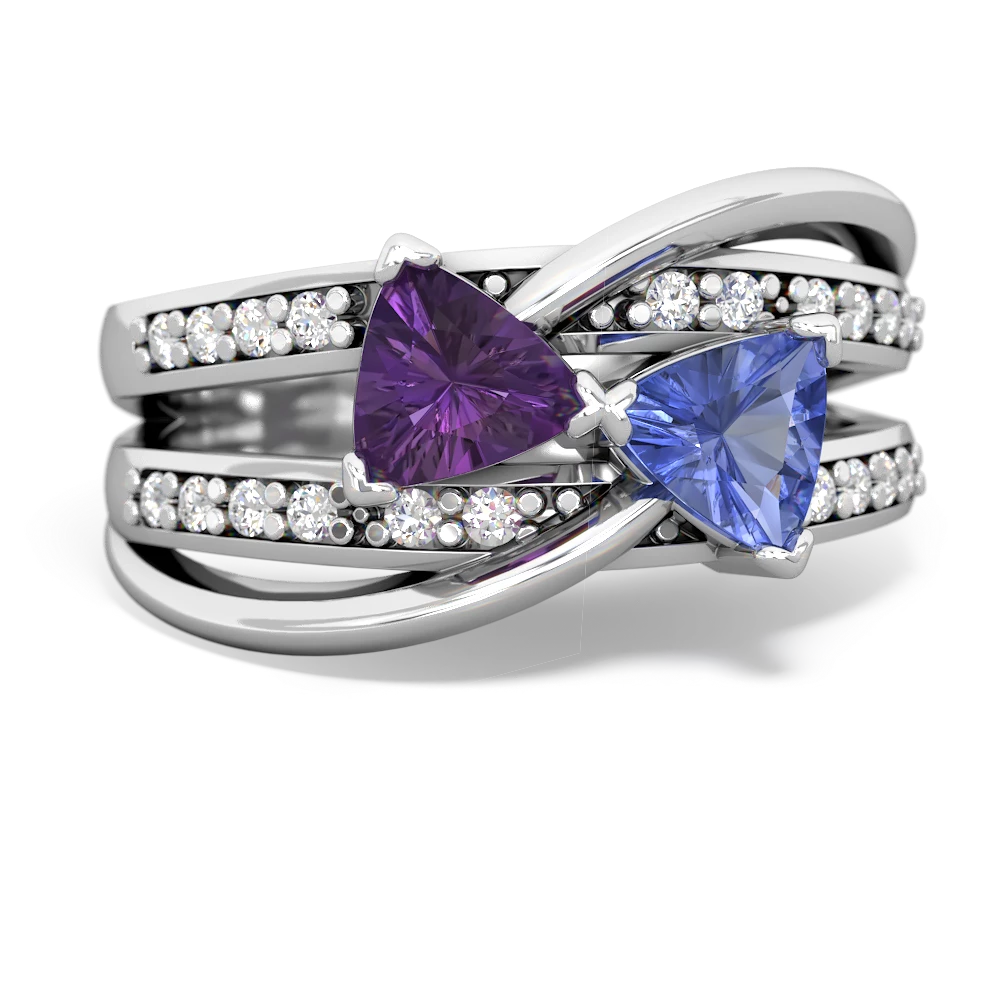 Amethyst Bowtie 14K White Gold ring R2360