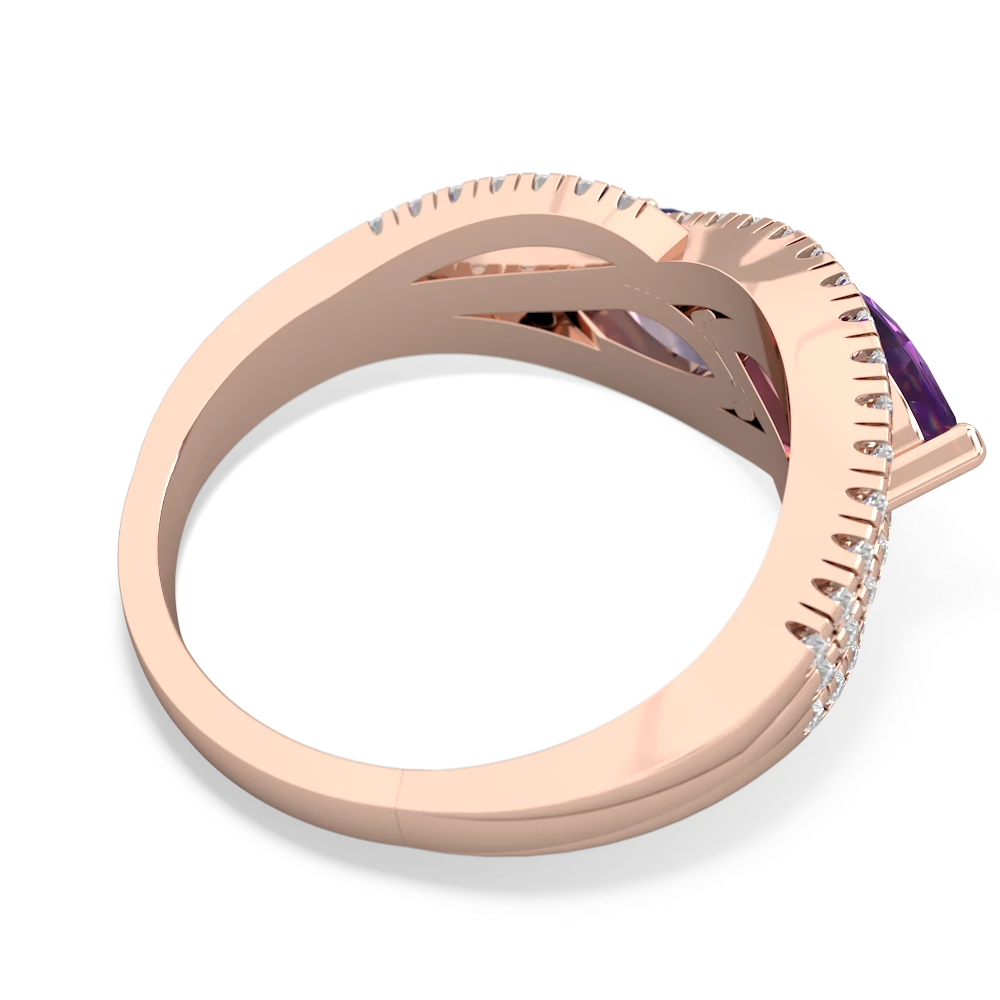 Amethyst Diamond Rivers 14K Rose Gold ring R3070