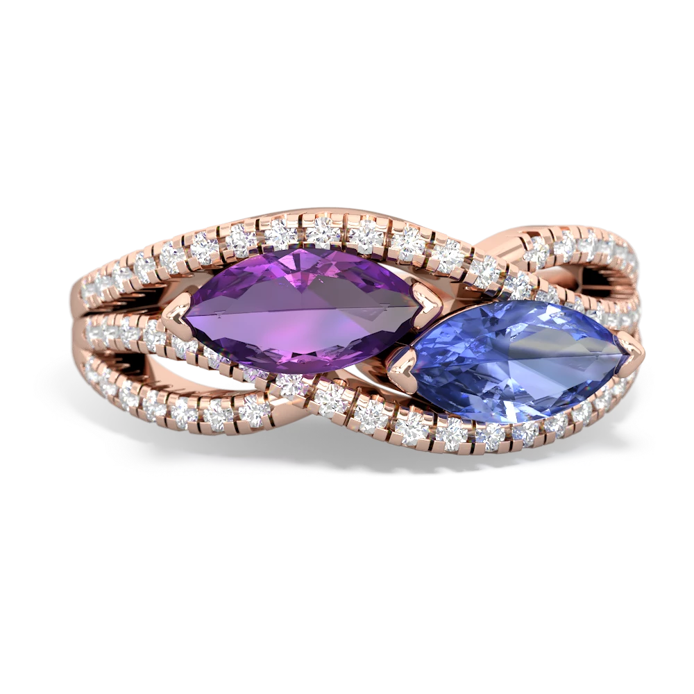 Amethyst Diamond Rivers 14K Rose Gold ring R3070