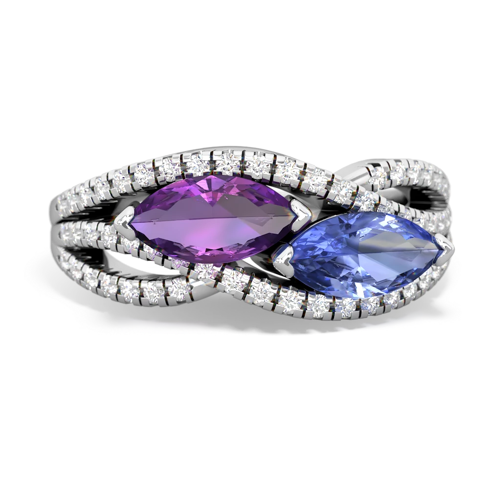 Amethyst Diamond Rivers 14K White Gold ring R3070