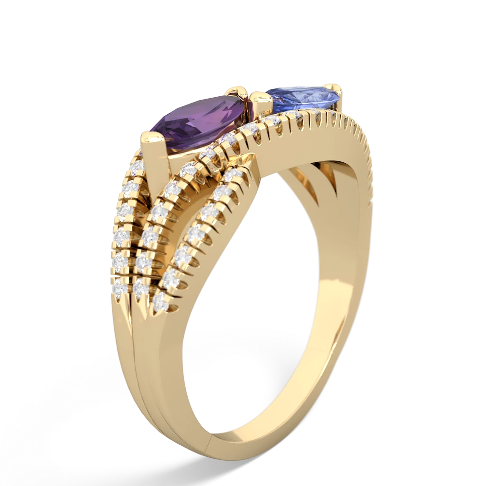 Amethyst Diamond Rivers 14K Yellow Gold ring R3070