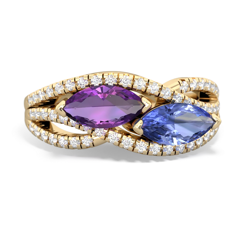 Amethyst Diamond Rivers 14K Yellow Gold ring R3070