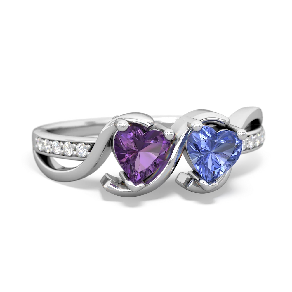 Amethyst Side By Side 14K White Gold ring R3090