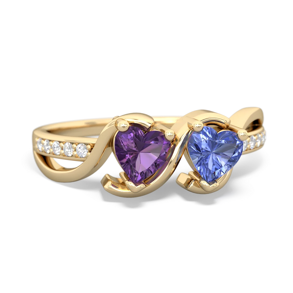 Amethyst Side By Side 14K Yellow Gold ring R3090