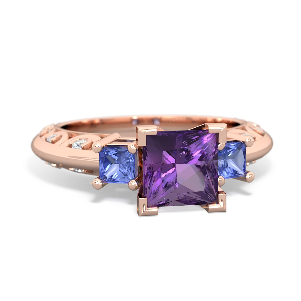 Amethyst Eternal Embrace Engagement 14K Rose Gold ring C2001