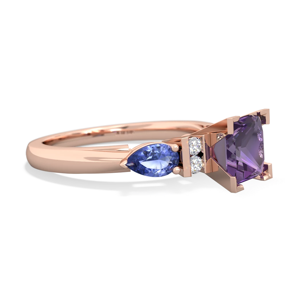 Amethyst 6Mm Princess Eternal Embrace Engagement 14K Rose Gold ring C2002