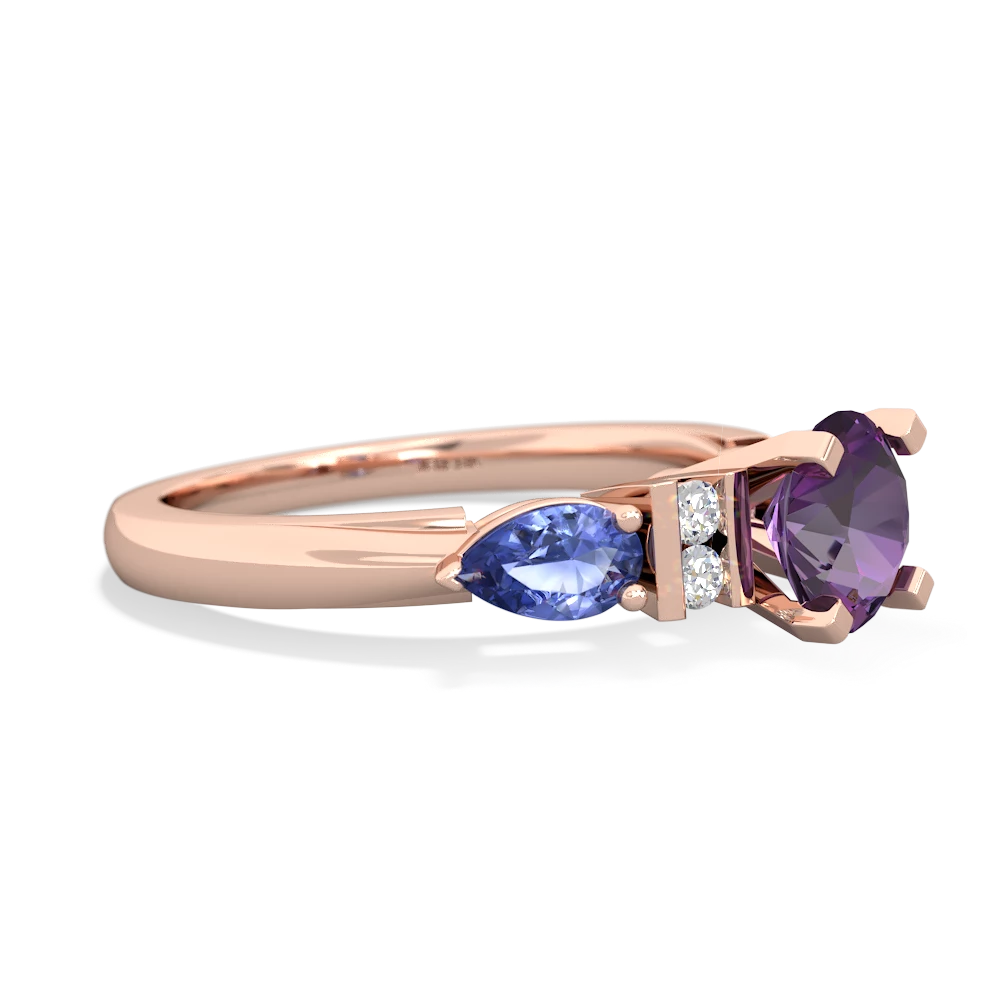 Amethyst 6Mm Round Eternal Embrace Engagement 14K Rose Gold ring R2005