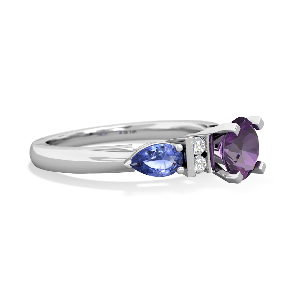 Amethyst 6Mm Round Eternal Embrace Engagement 14K White Gold ring R2005