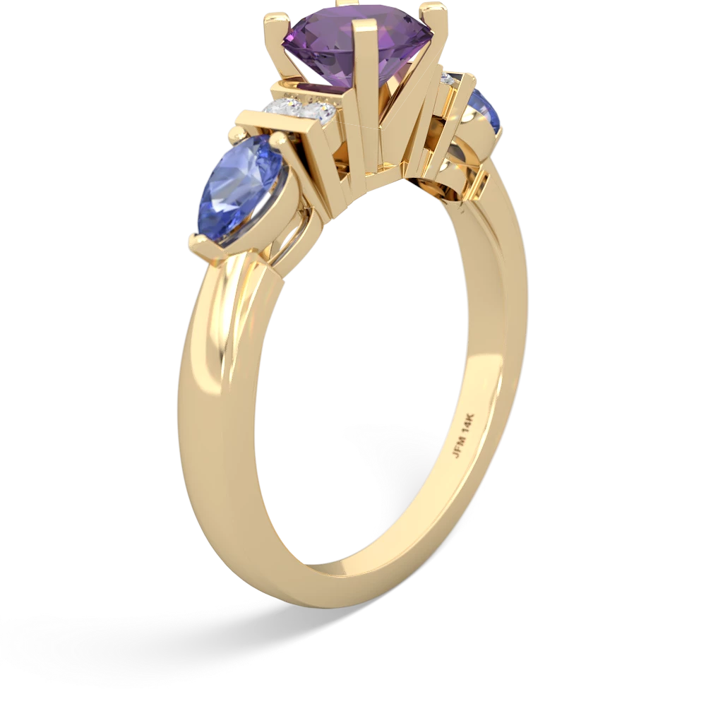 Amethyst 6Mm Round Eternal Embrace Engagement 14K Yellow Gold ring R2005