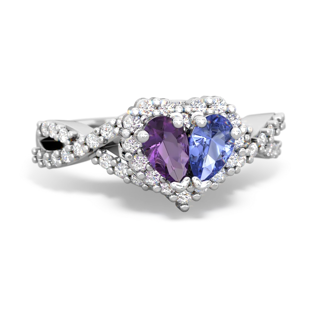 Amethyst Diamond Twist 'One Heart' 14K White Gold ring R2640HRT