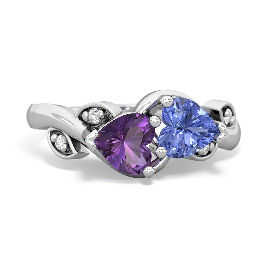 Amethyst Floral Elegance 14K White Gold ring R5790