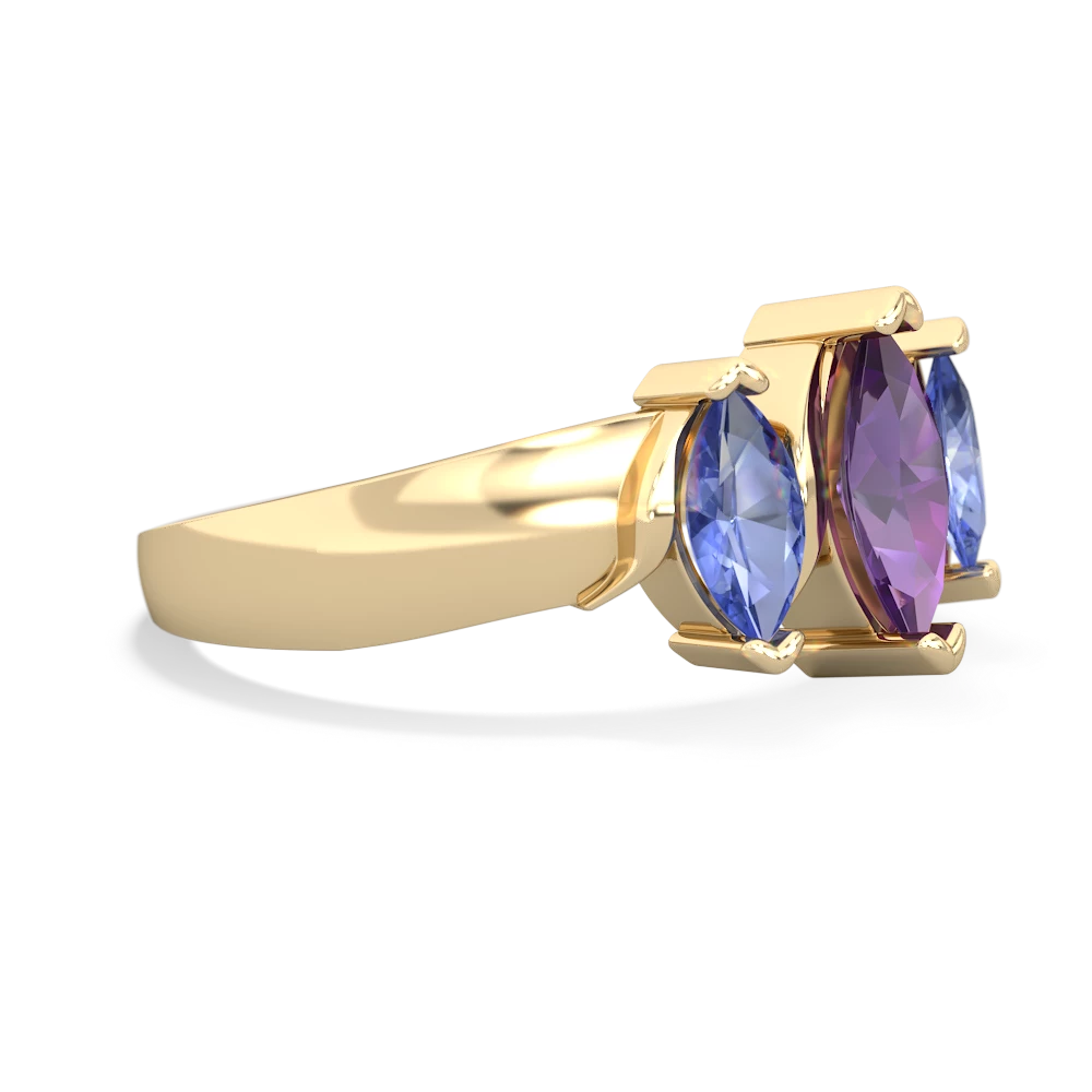 Amethyst Three Peeks 14K Yellow Gold ring R2433