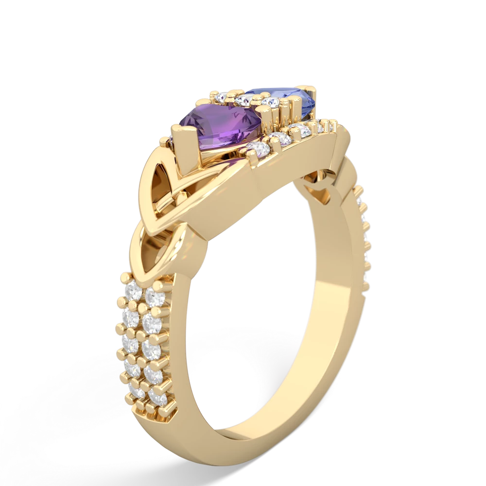 Amethyst Sparkling Celtic Knot 14K Yellow Gold ring R2645