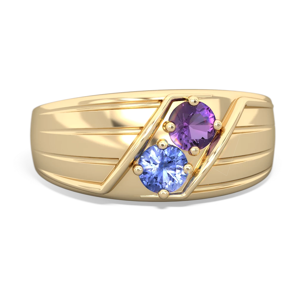 Amethyst Men's Streamline 14K Yellow Gold ring R0460