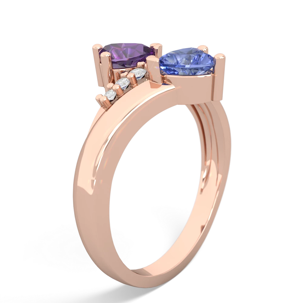 Amethyst Heart To Heart 14K Rose Gold ring R2064