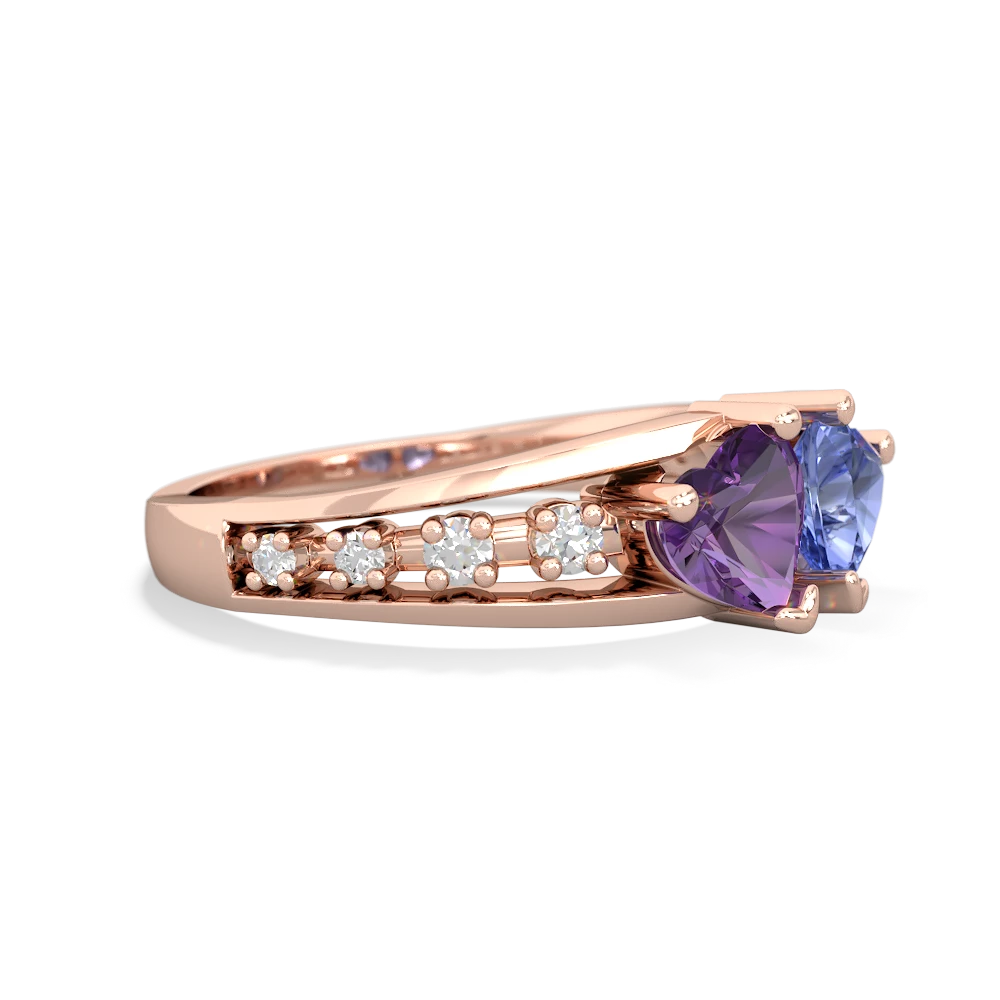 Amethyst Heart To Heart 14K Rose Gold ring R3342