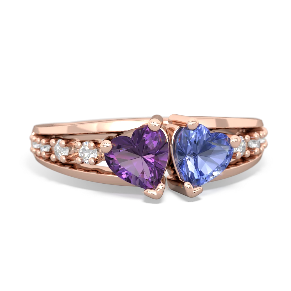 Amethyst Heart To Heart 14K Rose Gold ring R3342