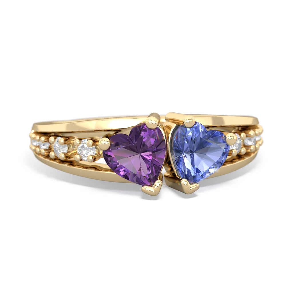 Amethyst Heart To Heart 14K Yellow Gold ring R3342