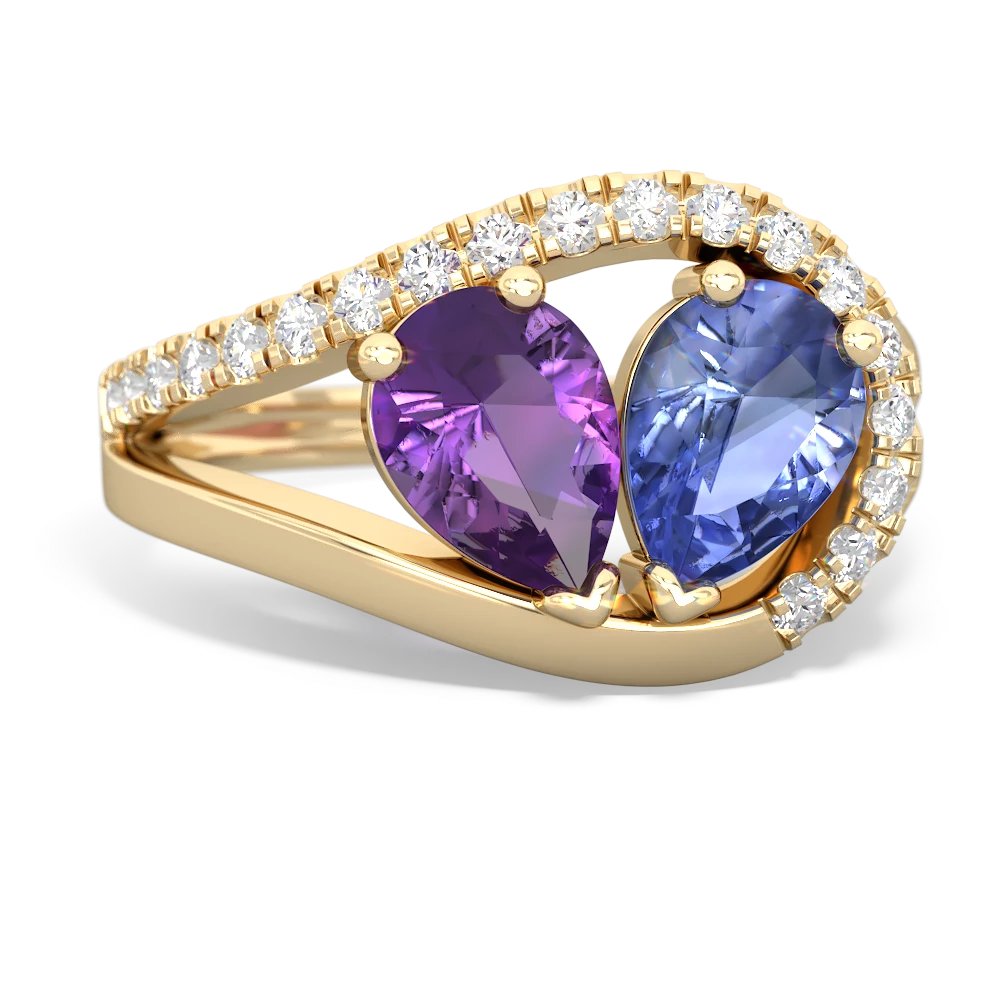 Amethyst Nestled Heart Keepsake 14K Yellow Gold ring R5650