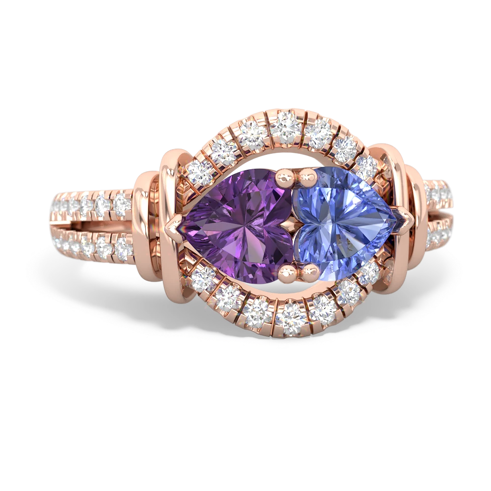 Amethyst Art-Deco Keepsake 14K Rose Gold ring R5630