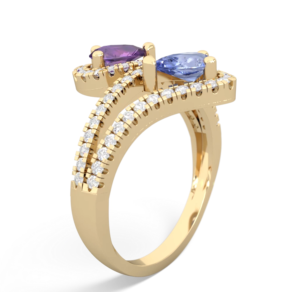 Amethyst Diamond Dazzler 14K Yellow Gold ring R3000