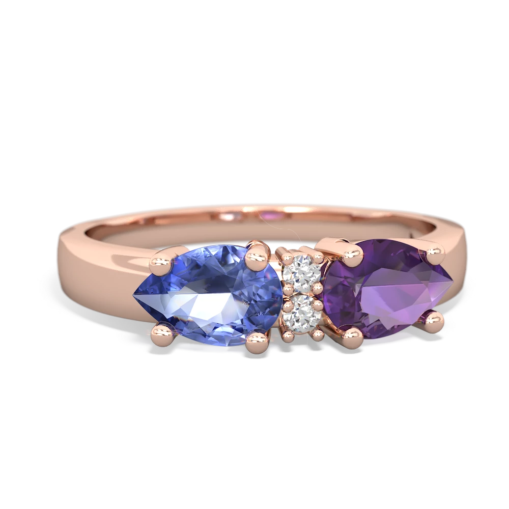 Amethyst Pear Bowtie 14K Rose Gold ring R0865