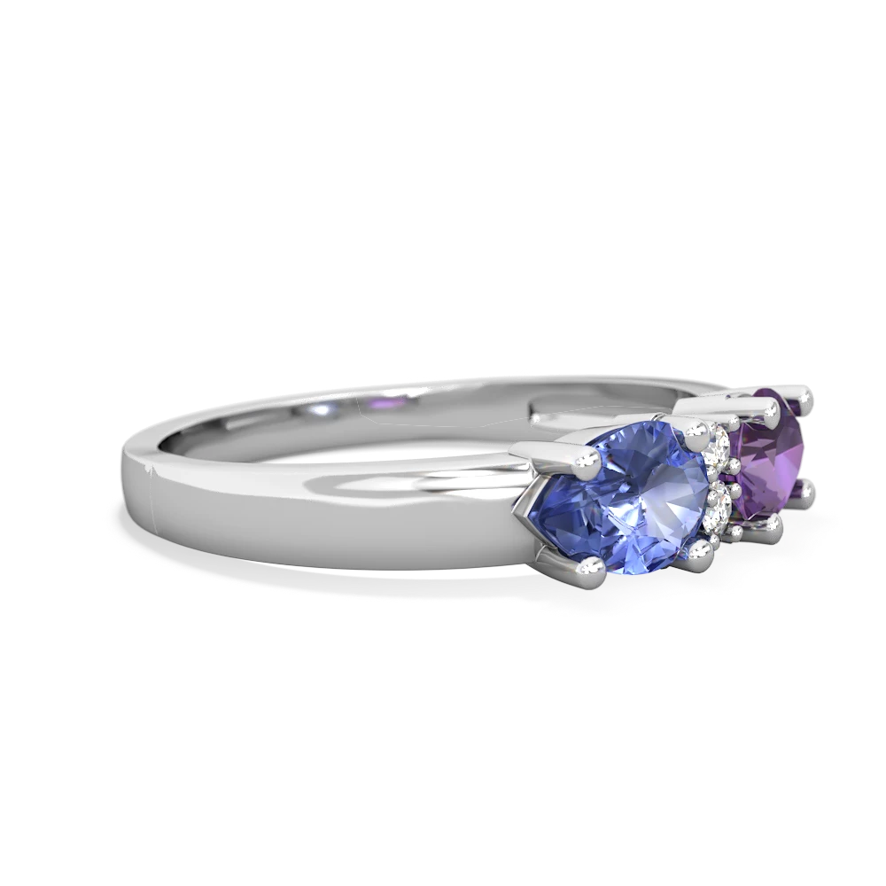 Amethyst Pear Bowtie 14K White Gold ring R0865