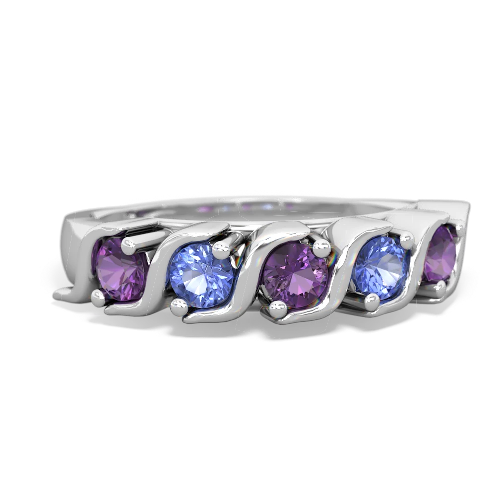 Amethyst Anniversary Band 14K White Gold ring R2089