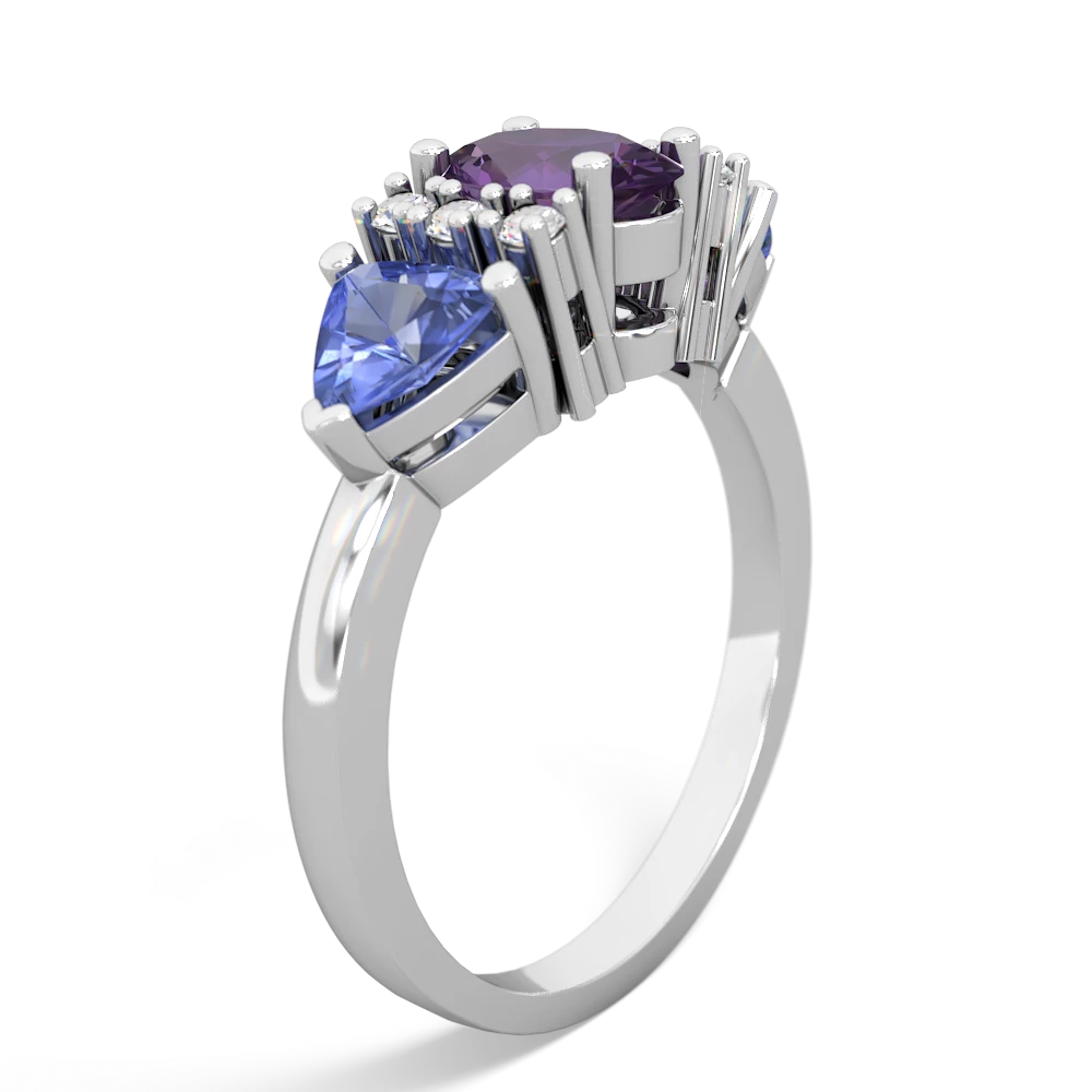 Amethyst Antique Style Three Stone 14K White Gold ring R2186