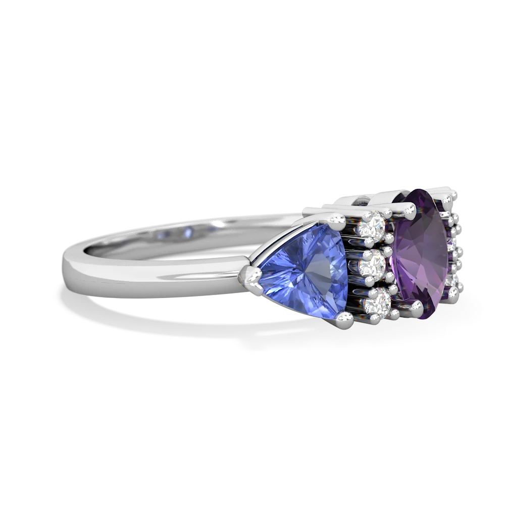 Amethyst Antique Style Three Stone 14K White Gold ring R2186