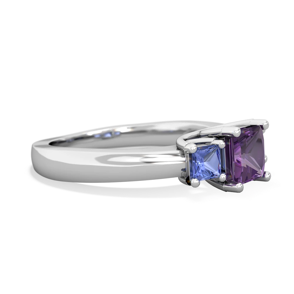 Amethyst Three Stone Trellis 14K White Gold ring R4015